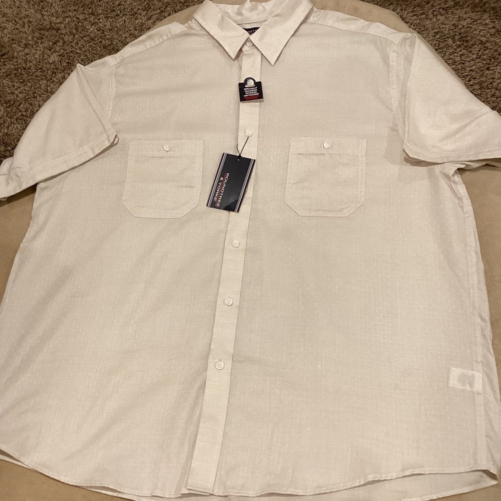 Rountree & York NWT Short Sleeve, Button Up, Collar Shirt, Men's XL, 100% Cotton - Picture 4 of 6
